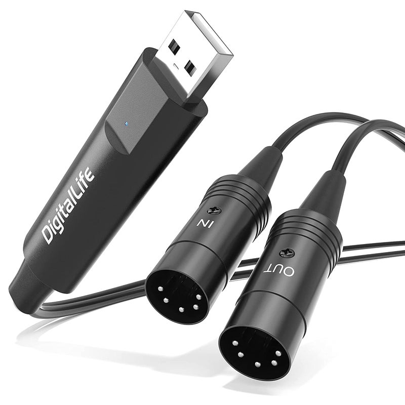 DigitalLife SyncX5 Series | 1-In/1-Out USB to 5-Pin DIN MIDI Interface for Keyboard & Synthesizer, Low-Latency & Stable MIDI Transmission, Windows & macOS Compatible, For Musicians & Producers - Image 1
